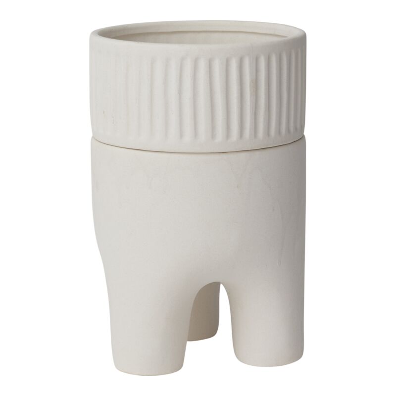 Design Shop White Dache Pot, 7.25" X 11.25".