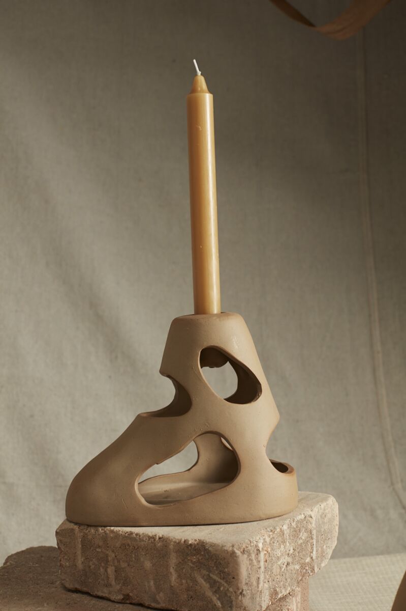 Design Shop Brown Sandbar Candleholder, 7.5" X 6.25"