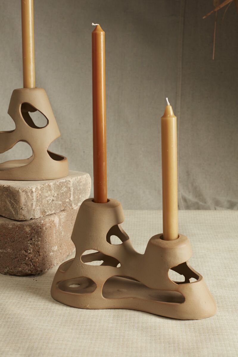 Design Shop Brown Sandbar Candleholder, 10.5" X 6".