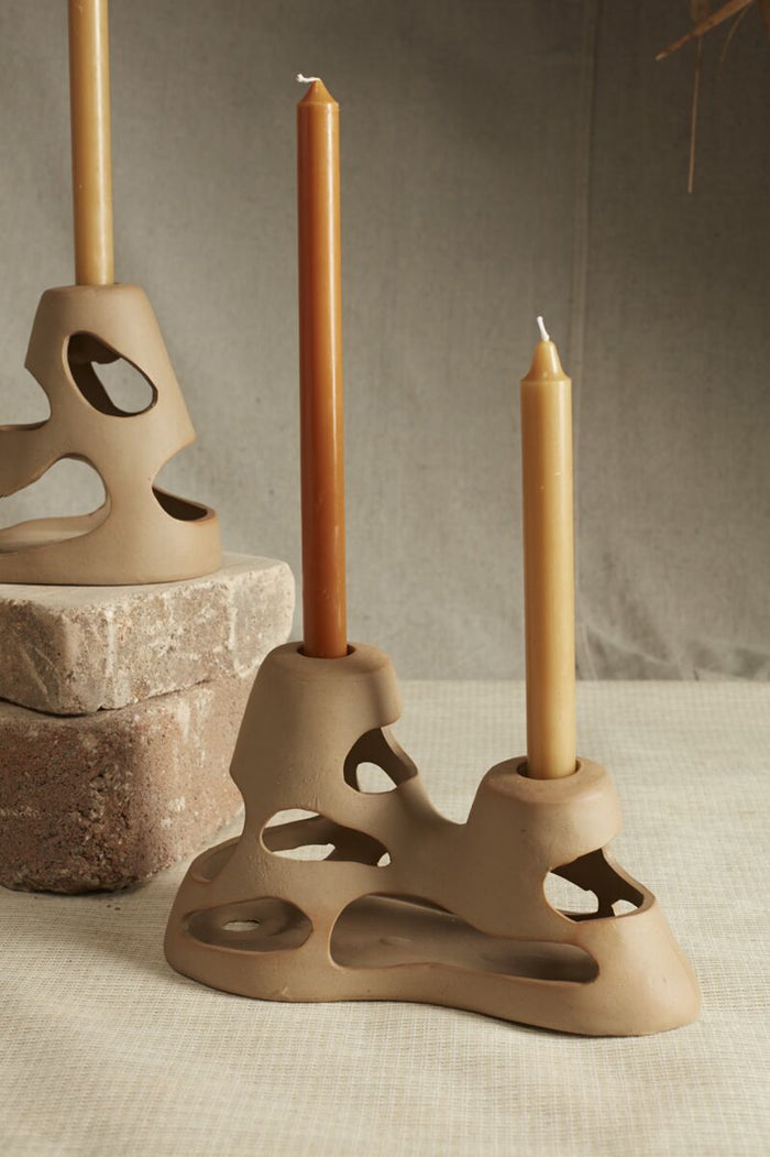 Design Shop Brown Sandbar Candleholder, 10.5" X 6".
