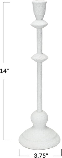 Design Shop Metal Taper Candle Holder in Sand Finish, Antique White