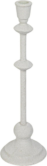 Design Shop Metal Taper Candle Holder in Sand Finish, Antique White