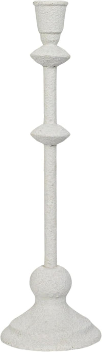 Design Shop Metal Taper Candle Holder in Sand Finish, Antique White