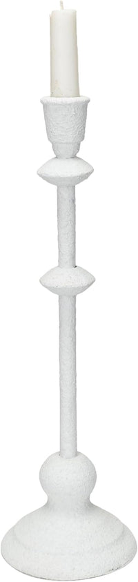 Design Shop Metal Taper Candle Holder in Sand Finish, Antique White