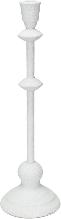 Design Shop Metal Taper Candle Holder in Sand Finish, Antique White