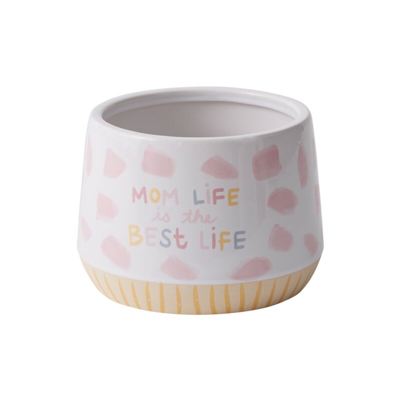 Design Shop White Motherhood Collection Pot, 5.75" X 4.5".