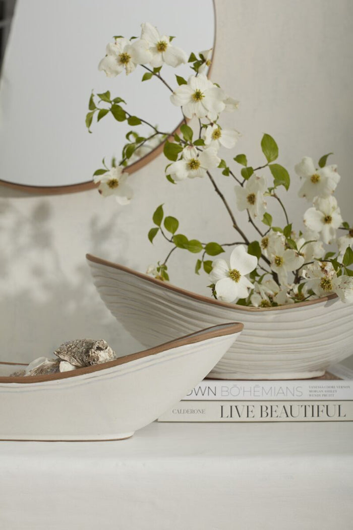 Design Shop White Kelyfos Bowl, 20" X 5".