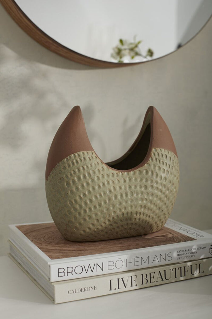 Design Shop Tan Katerina Collection Vase, 9" X 8.25".