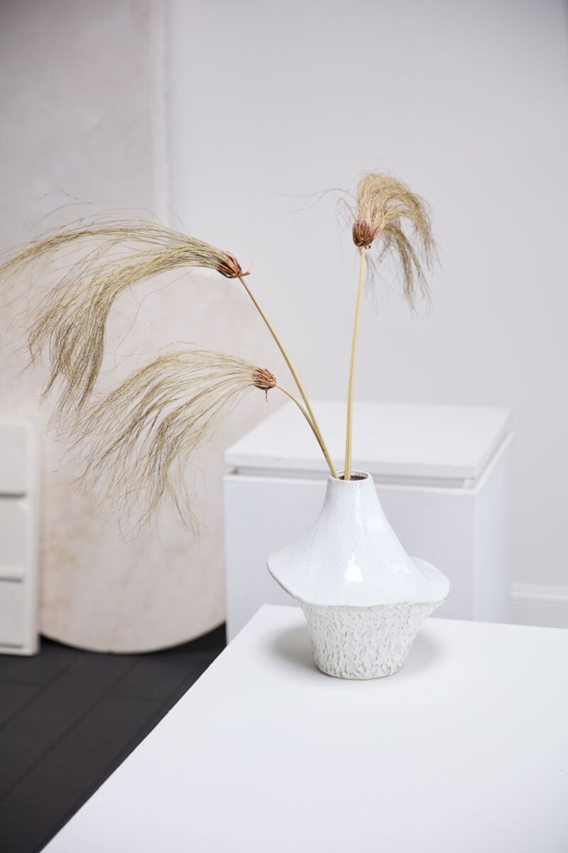 Design Shop Off-White Cornett Vase, 10.75" X 11.5".