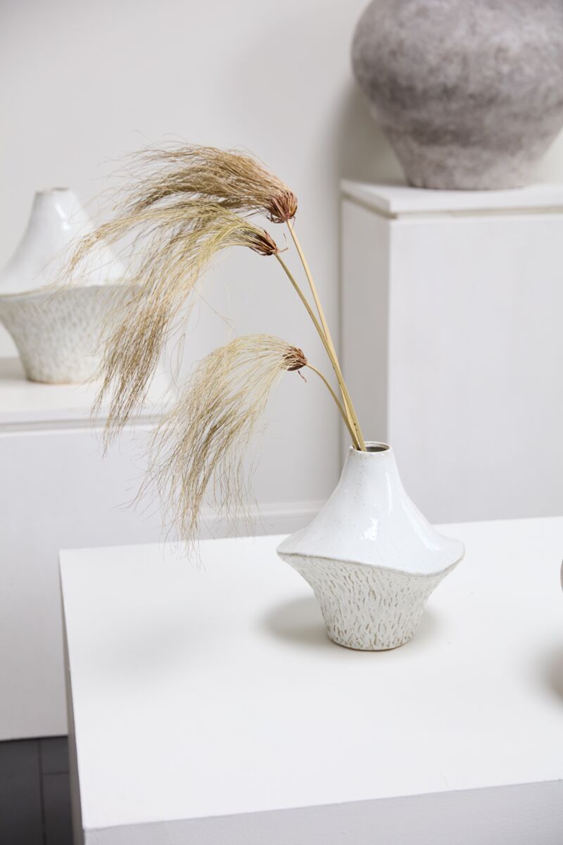 Design Shop Off-White Cornett Vase, 10.75" X 11.5".