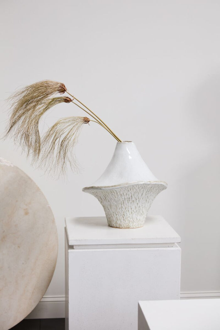 Design Shop Off-White Cornett Vase, 16.25" X 16".