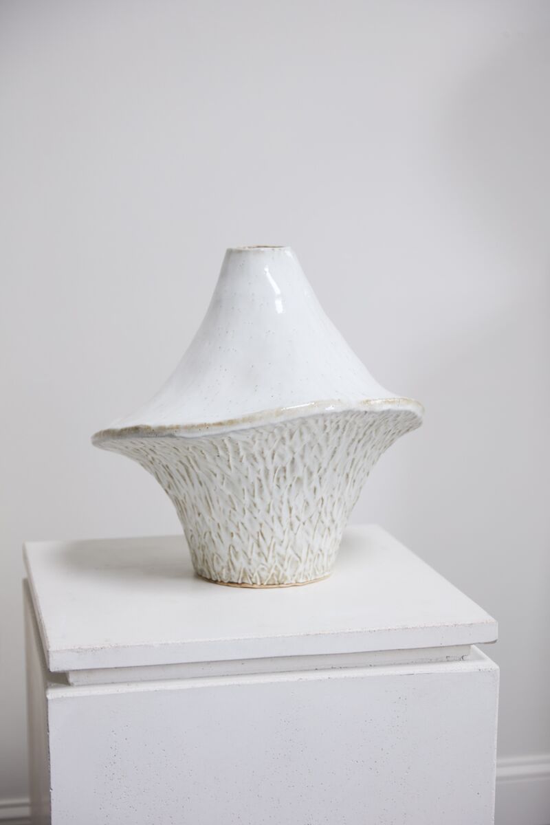 Design Shop Off-White Cornett Vase, 16.25" X 16".