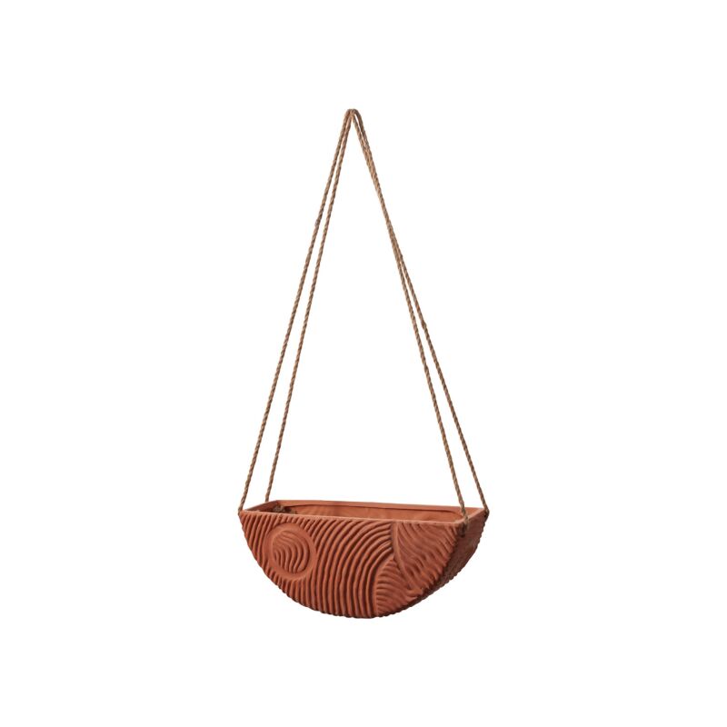 Design Shop Terracotta Topography Collection Hanging Planter, 12.75" X 27".