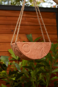 Design Shop Terracotta Topography Collection Hanging Planter, 12.75" X 27".