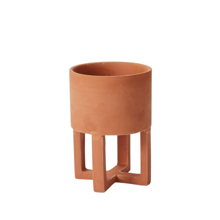 Design Shop Terracotta Santurce Footed Pot, 5.25" X 8.25".
