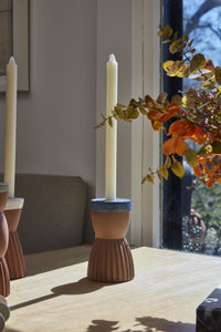 Design Shop Terracotta Bacala Candleholder, 3.75" X 6.5", Set of 2.