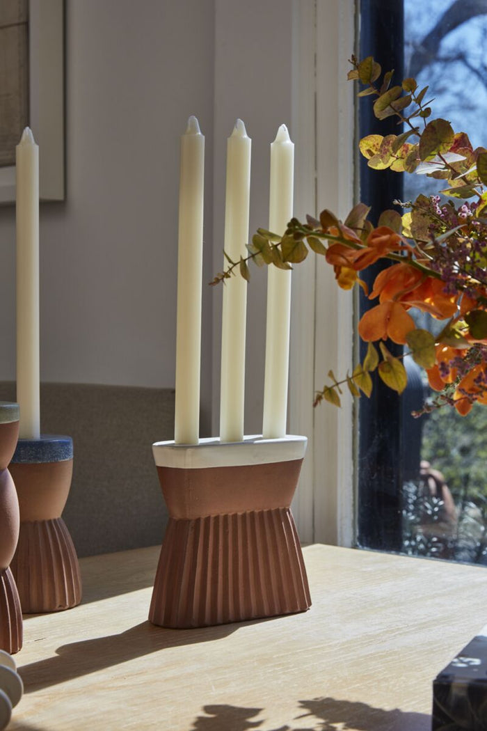 Design Shop Terracotta Bacala Candleholder, 6.5" X 6.5", Set of 2.