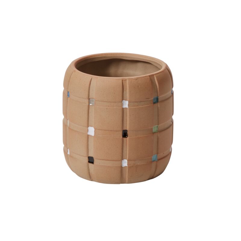 Design Shop Brown Cubism Collection Pot, 5.5" X 5.5", Set of 3.