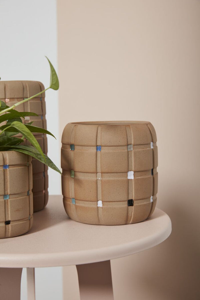 Design Shop Brown Cubism Collection Pot, 5.5" X 5.5", Set of 3.