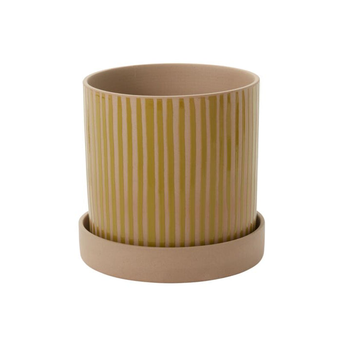 Design Shop Green Sullivan Pot with Saucer, 10" X 9.5"