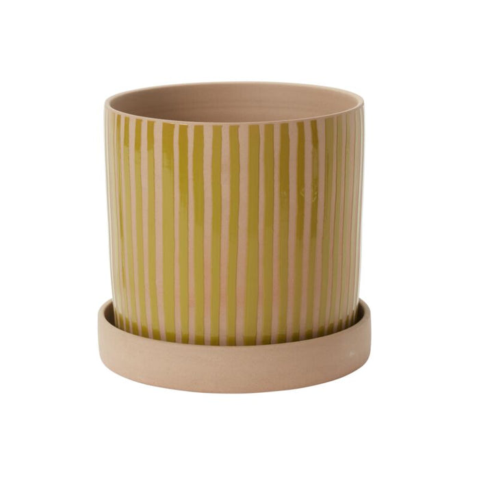 Design Shop Green Sullivan Pot with Saucer, 11.25" X 10.5"