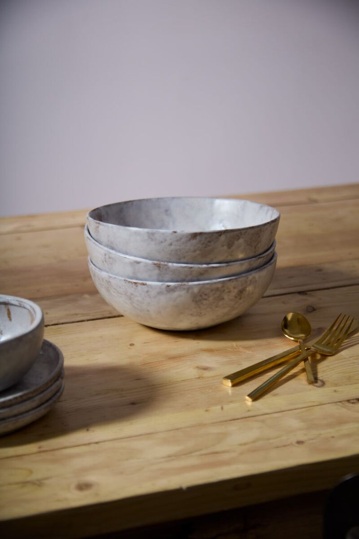 Design Shop Off-White Kavala Collection Cloud Pasta Bowl, 9" X 3", Set of 4.