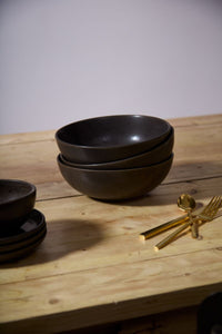 Design Shop Black Kavala Collection Espresso Pasta Bowl, 9" X 3", Set of 4.