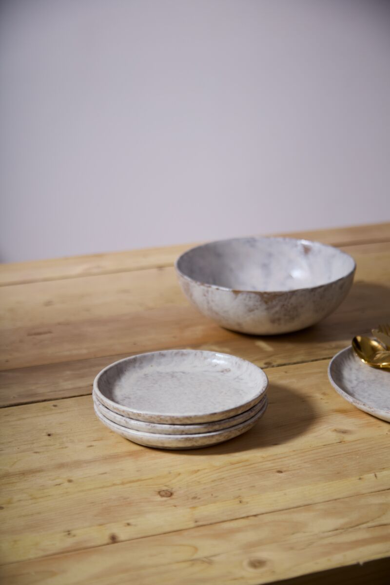 Design Shop Off-White Kavala Collection Cloud Side Plate, 7" X 1", Set of 4.