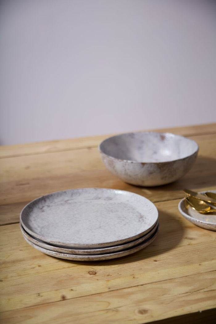 Design Shop Off-White Kavala Collection Cloud Dinner Plate, 10" X 1", Set of 4.