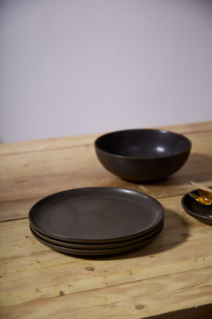 Design Shop Black Kavala Collection Espresso Dinner Plate, 10" X 1", Set of 4.