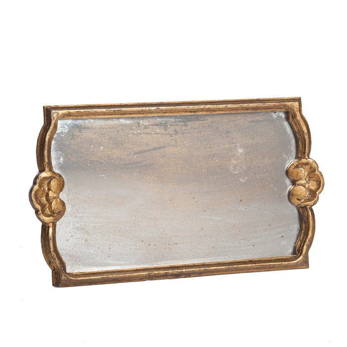 Abigails Vendome Tray with Antiqued Mirror, Gold Leaf