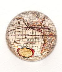 Vintage World Map Crystal Dome Paperweight