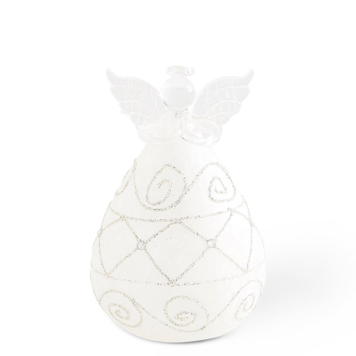 Design Shop 6 Inch Led Glass Angel Ornament W/Glitter Swirls