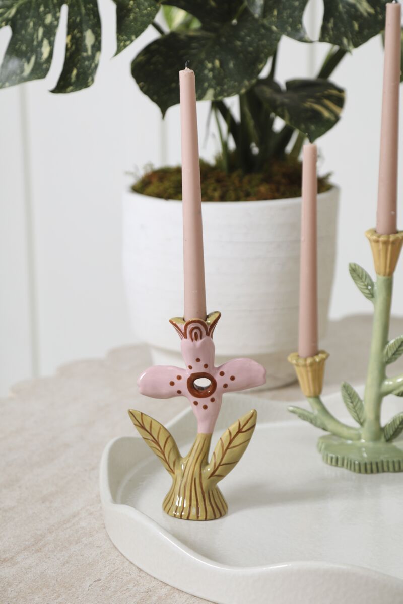Design Shop Soft Petal Candleholder 5.5"x 2.5"x 8", Set of 2