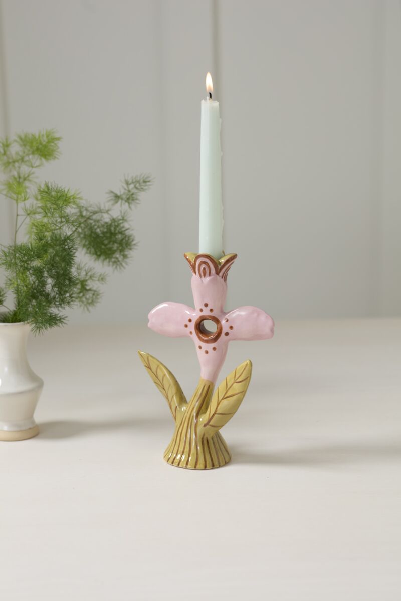 Design Shop Soft Petal Candleholder 5.5"x 2.5"x 8", Set of 2