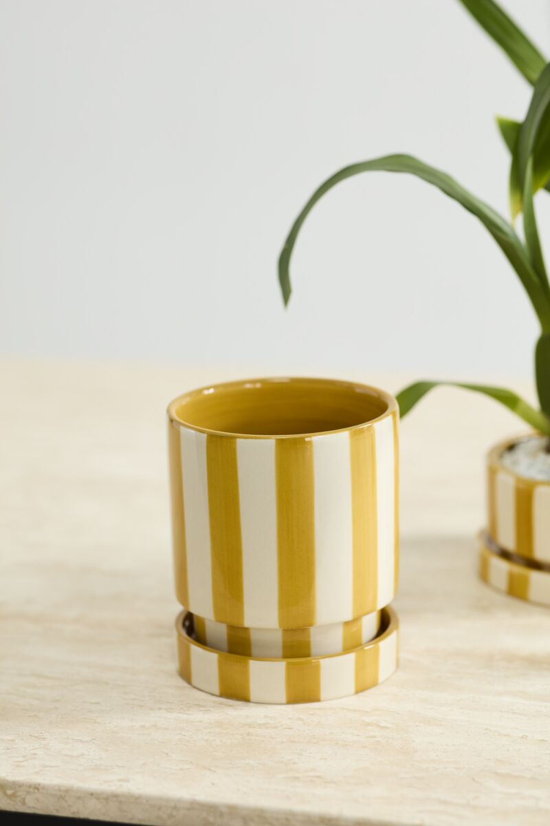 Design Shop Saffron Pot with Saucer 5"x 5.75"