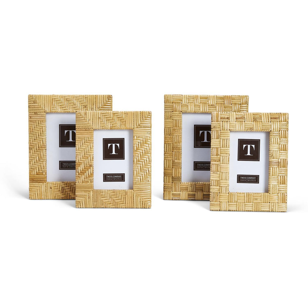 Design Shop Dream Weavers Natural Rattan Hand-Crafted Photo Frame - Rattan/MDF/Fir Wood, Set of 2.
