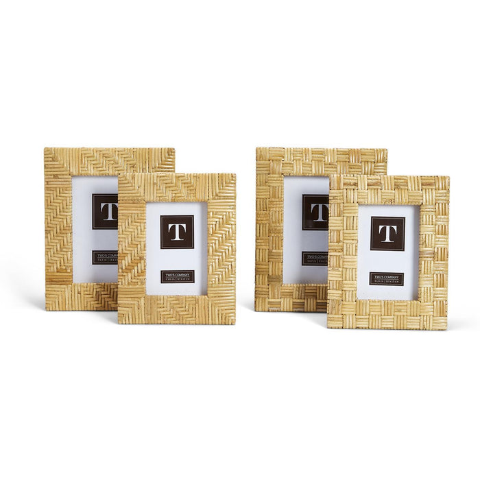 Design Shop Dream Weavers Natural Rattan Hand-Crafted Photo Frame - Rattan/MDF/Fir Wood, Set of 2.