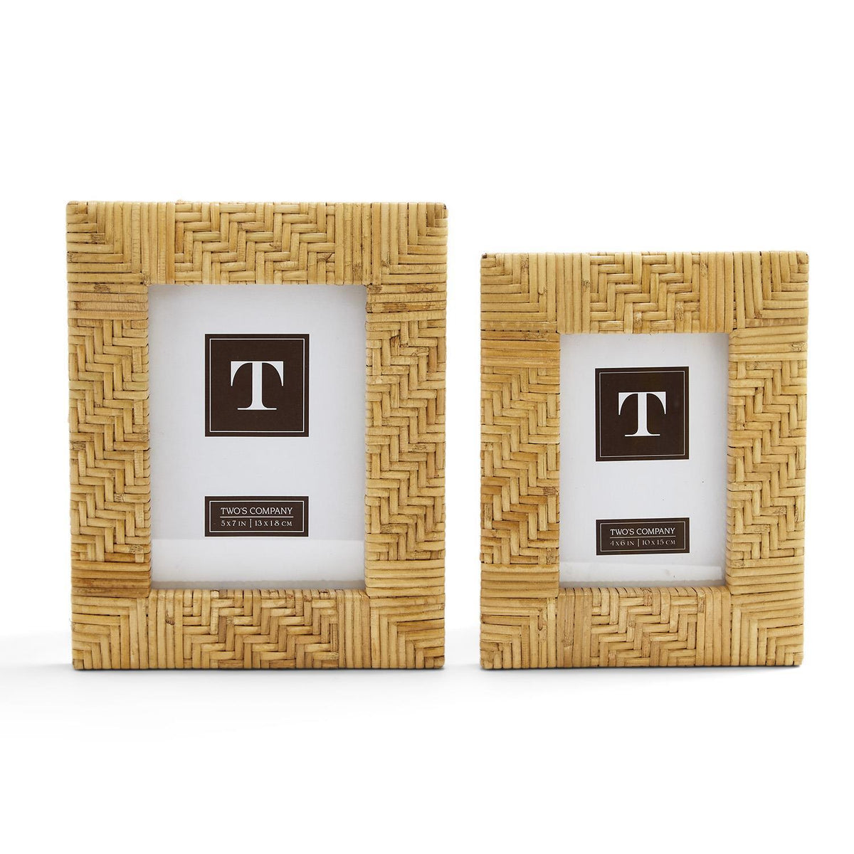 Design Shop Dream Weavers Natural Rattan Hand-Crafted Photo Frame - Rattan/MDF/Fir Wood, Set of 2.