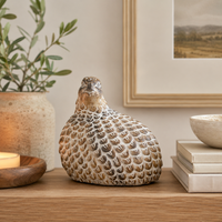 Design Shop Tan Whitewashed Resin Quail Figurine 6.25"