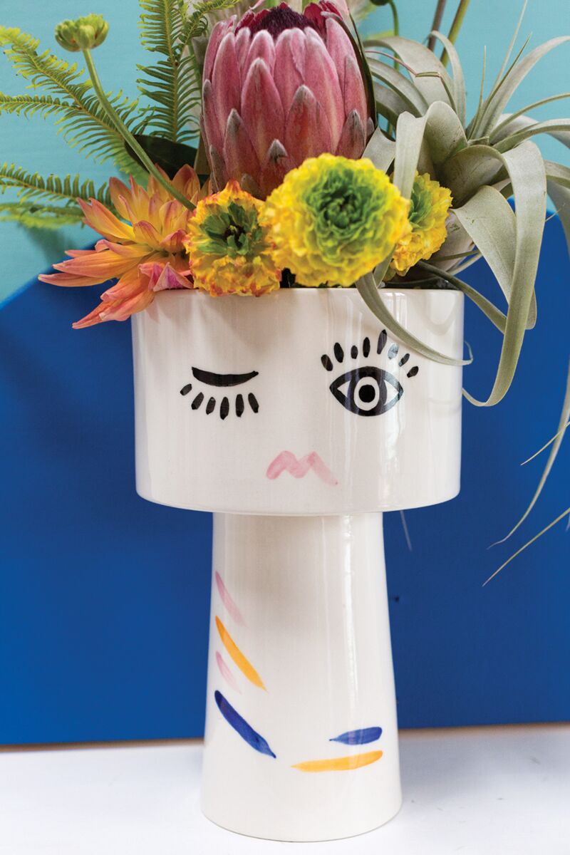 Design Shop White Expressions Collection Footed Planter, 5.5" X 9".