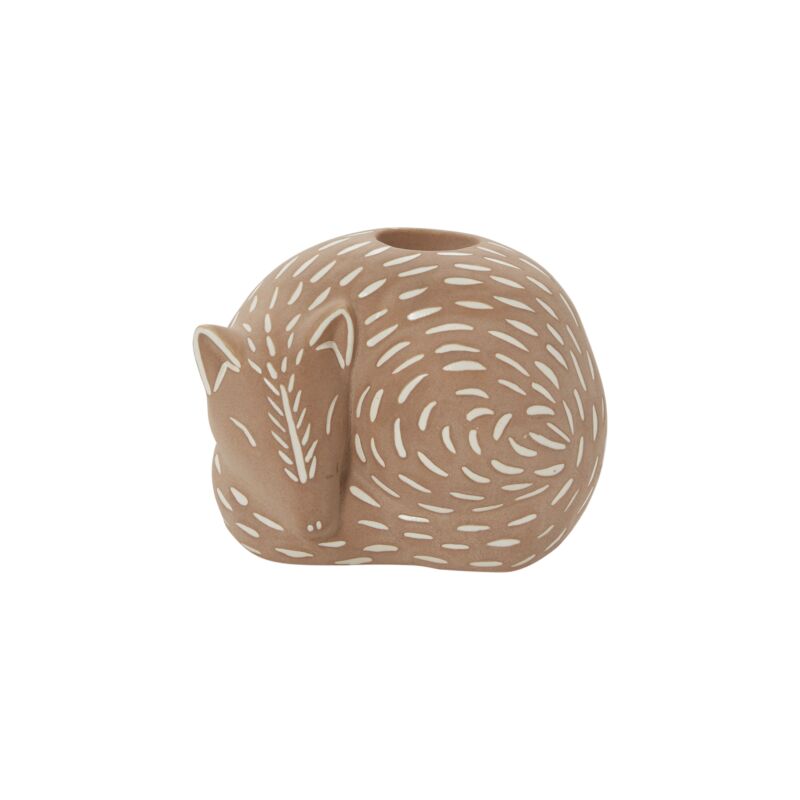 Ceramic fox-shaped vase on a white background