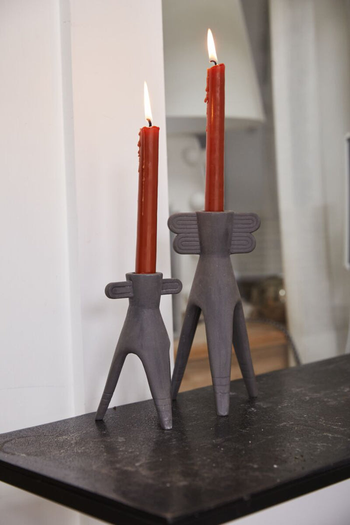 Design Shop Black Montezuma Candleholder, 3" X 6", Set of 2.