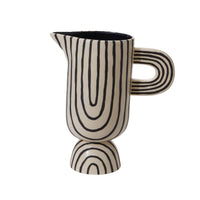 Design Shop White Contour Collection Pitcher, 9.5" X 10.25".