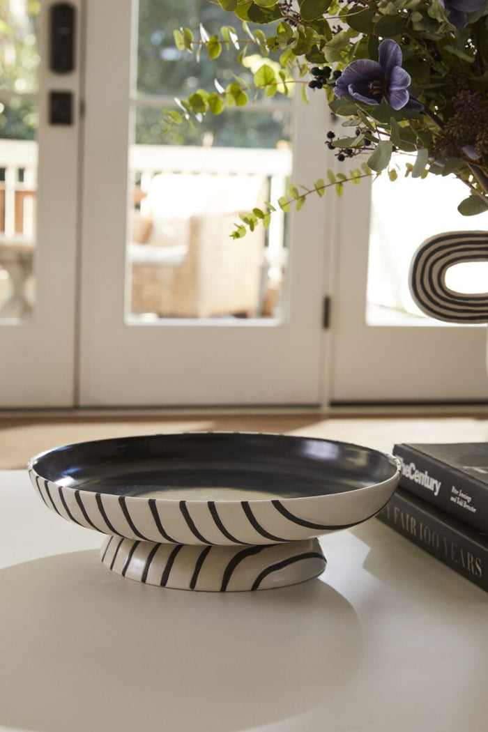 Design Shop White Contour Collection Footed Bowl, 14" X 3.75".