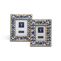 Design Shop Blue Belle Bone Inlay Photo Frame - Bone/Resin/Mango Wood/Glass/MDF, Set of 2.
