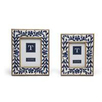 Design Shop Blue Belle Bone Inlay Photo Frame - Bone/Resin/Mango Wood/Glass/MDF, Set of 2.