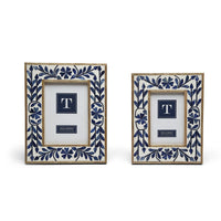 Design Shop Blue Belle Bone Inlay Photo Frame - Bone/Resin/Mango Wood/Glass/MDF, Set of 2.