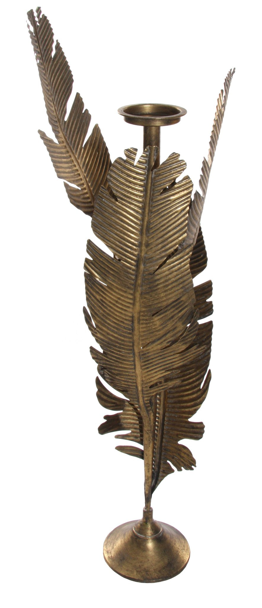 Design Shop Metal Banana Leaves Candle Holder Gold