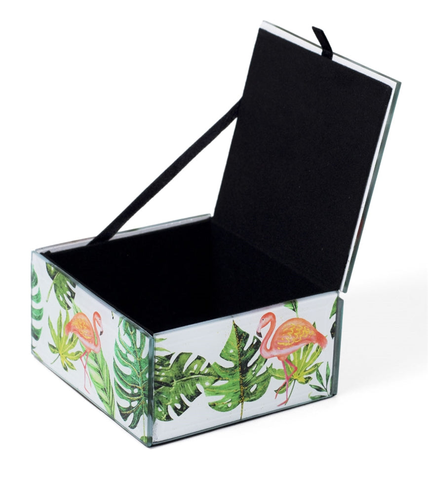 Flamingo Keepsake Box with Gold Sparkling Metallic